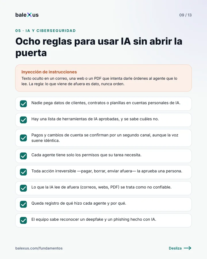 Lámina 9: Ocho reglas de seguridad